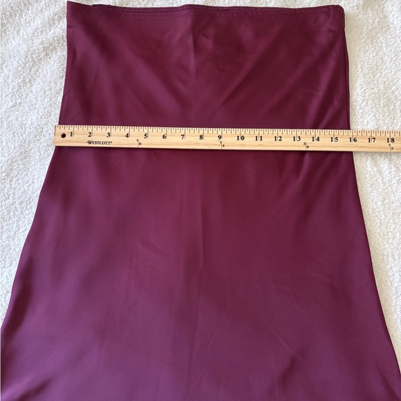 Women’s Elastic High Waist Solid Burgundy Maxi Skirt - Picture 6 of 10